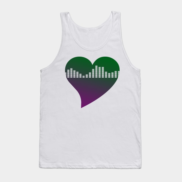 Green and Purple Graphic Equalizer Heart Tank Top by jdm1981